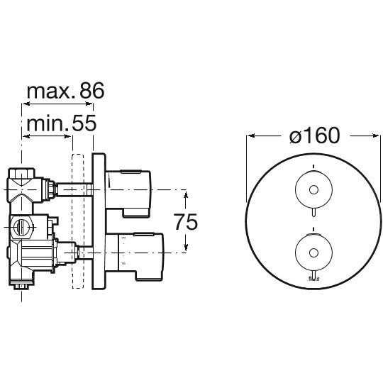 Victoria  T-500 Baterie dus cu termostat, montaj incastrat
