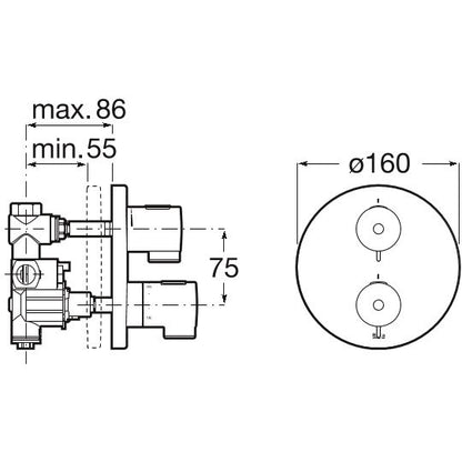 Victoria  T-500 Baterie dus cu termostat, montaj incastrat