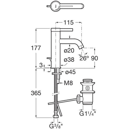 Ona Baterie lavoar , cu ventil H18 cm