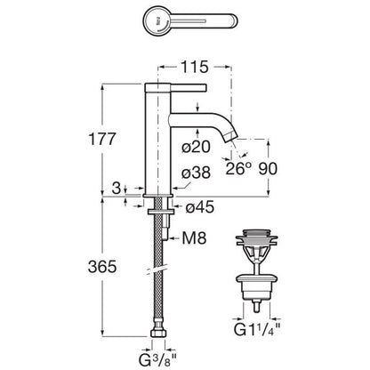 Ona Baterie lavoar neagra mat , cu ventil click-clack