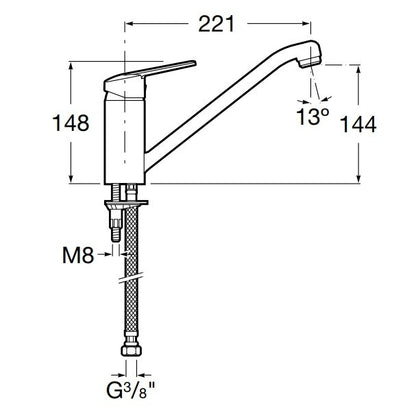 Victoria  Baterie chiuveta bucatarie monocomanda, pipa pivotanta