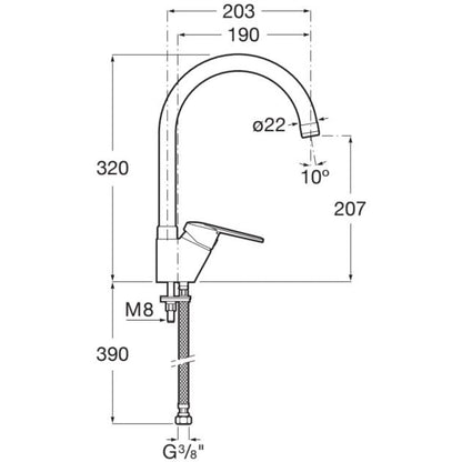 Victoria  Baterie chiuveta bucatarie monocomanda H32 cm