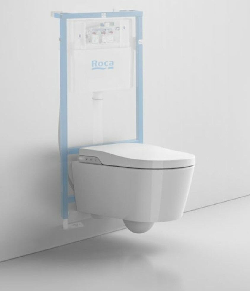 INSPIRA Set Vas WC cu bideu electronic suspendat cu capac soft close automat si telecomanda  In-Wash Rimless 39x56 cm evacuare orizontala