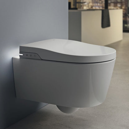 INSPIRA Set Vas WC cu bideu electronic suspendat cu capac soft close automat si telecomanda  In-Wash Rimless 39x56 cm evacuare orizontala