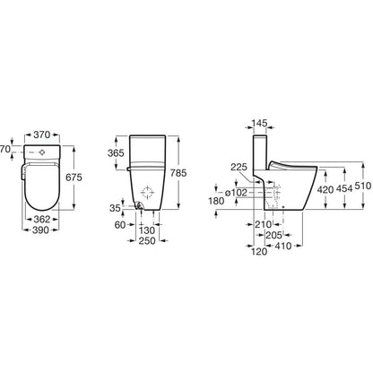 Ona Set Vas WC cu bideu electronic pe pardoseala cu capac soft close  In-Wash Rimless 39x68 cm, evacuare dubla