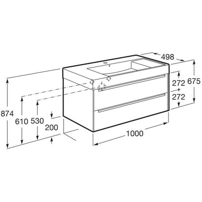 INSPIRA Set mobilier baie (masca cu 2 sertare si lavoar)  100x50xH67 cm, stejar inchis (city oak)