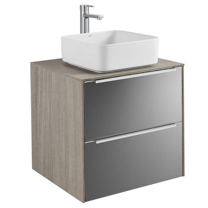 INSPIRA  Masca lavoar baie cu blat si doua sertare 60x50 cm, maro (city oak/dark mirror)