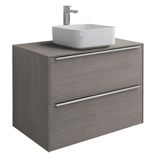 INSPIRA  Masca lavoar baie cu blat si doua sertare 80x50 cm, maro (city oak)