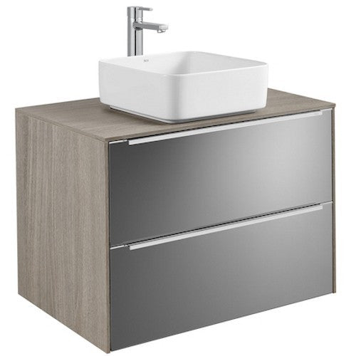 INSPIRA  Masca lavoar baie cu blat si doua sertare 80x50 cm, maro (city oak/dark mirror)