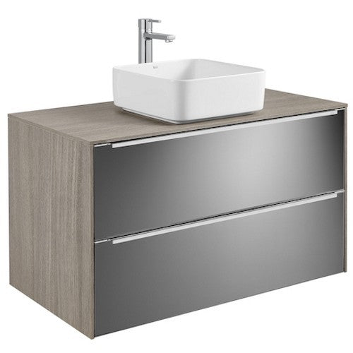 INSPIRA  Masca lavoar baie cu blat si doua sertare 100x50 cm, maro (city oak/dark mirror)