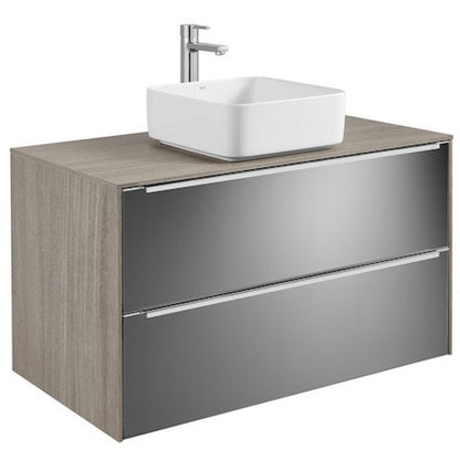 INSPIRA  Masca lavoar baie cu blat si doua sertare 100x50 cm, maro (city oak/dark mirror)