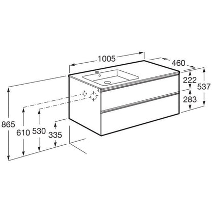Set mobilier baie (masca si lavoar) The Gap 101x46xH54 cm alb, varianta stanga