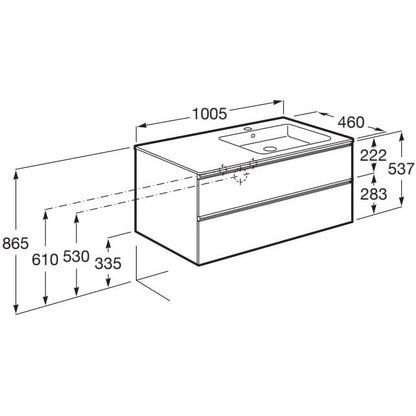Set mobilier baie (masca si lavoar) The Gap 101x46xH54 cm alb, varianta dreapta