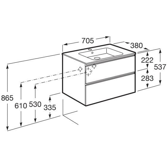 Set mobilier baie (masca si lavoar) The Gap 70x38xH54 cm, gri mat