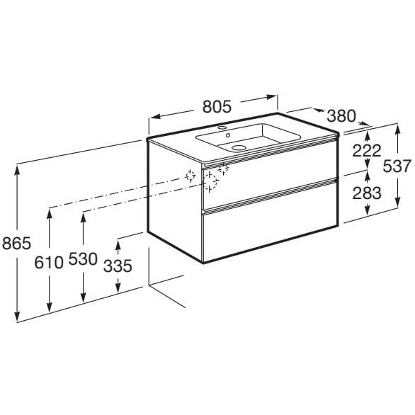 Set mobilier baie (masca si lavoar) The Gap 80x38xH54 cm, alb