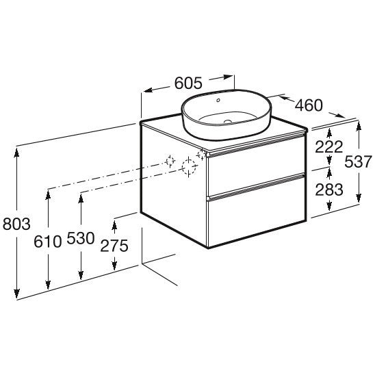 The Gap Masca lavoar baie suspendata cu 2 sertare 60x46xH54 cm, antracit lucios