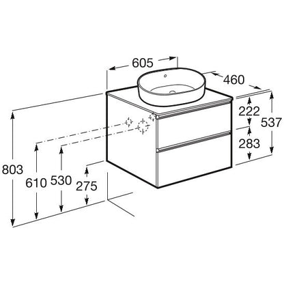 The Gap Masca lavoar baie suspendata cu 2 sertare 60x46xH54 cm, antracit lucios