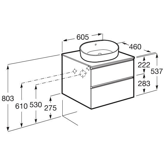 The Gap Masca lavoar baie suspendata cu 2 sertare 60x46xH54 cm, bej