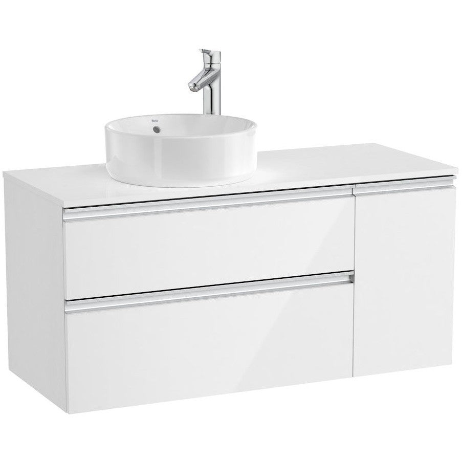 The Gap Masca lavoar baie suspendata cu 2 sertare si o usa, stanga 110x46xH54 cm, alb lucios