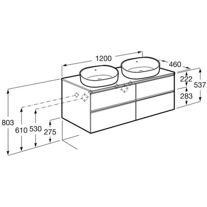 The Gap Masca lavoar baie suspendata cu 4 sertare 120x46xH54 cm, alb lucios