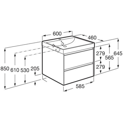 Ona Set mobilier baie (masca si lavoar)  60x46xH65 cm, verde mat