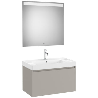 Ona Set mobilier baie (masca 80x46xH50 cm, lavoar si oglinda cu iluminare LED)  gri mat