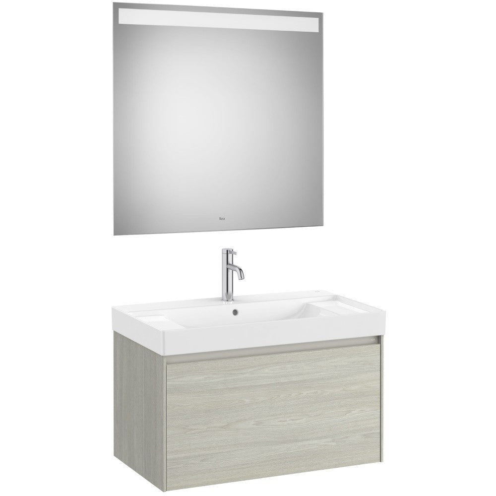 Ona Set mobilier baie (masca 80x46xH50 cm, lavoar si oglinda cu iluminare LED)  bej