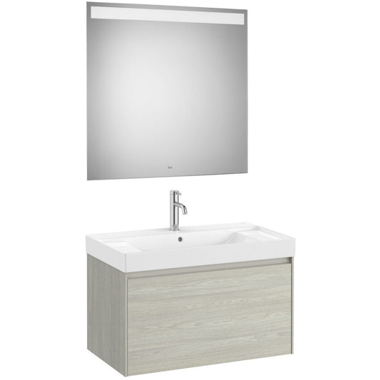 Ona Set mobilier baie (masca 80x46xH50 cm, lavoar si oglinda cu iluminare LED)  bej