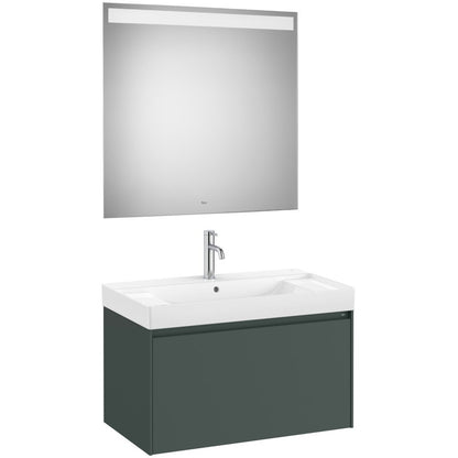 Ona Set mobilier baie (masca 80x46xH50 cm, lavoar si oglinda cu iluminare LED)  verde mat