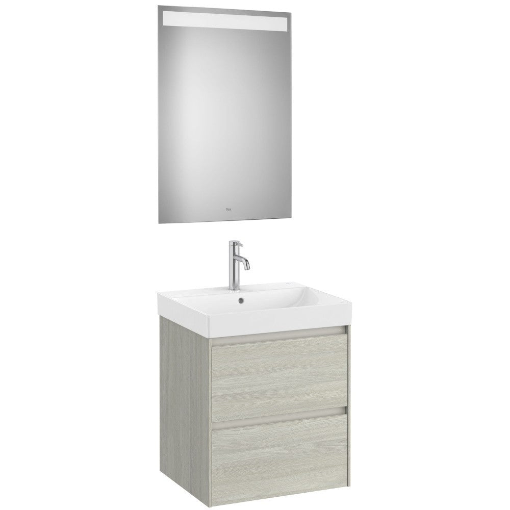 Ona Set mobilier baie (masca 55x46xH65 cm, lavoar si oglinda cu iluminare LED)  bej