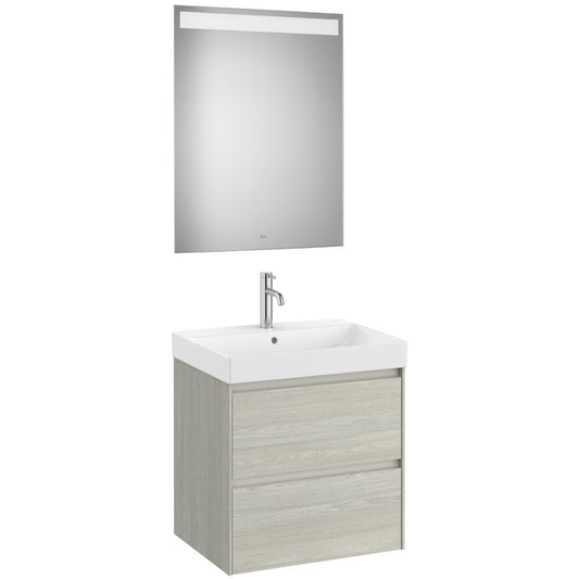 Ona Set mobilier baie (masca 65x46xH65 cm, lavoar si oglinda cu iluminare LED)  bej