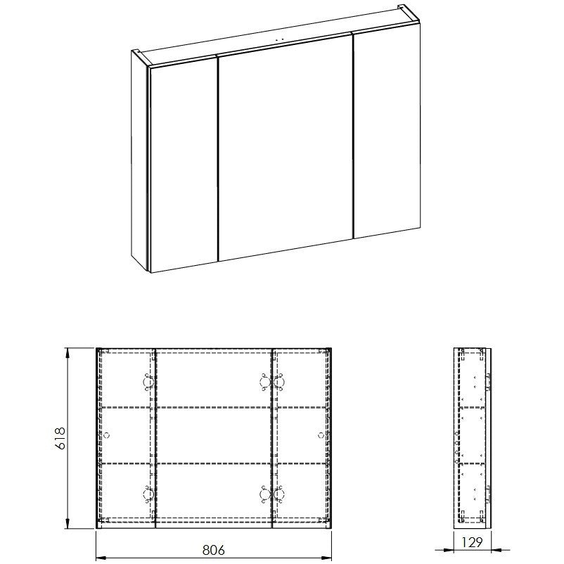Victoria-B Dulap baie cu oglinda si iluminare LED 81x13xH62 cm