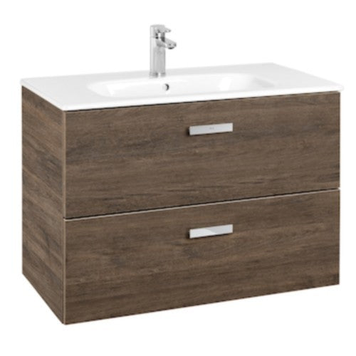 Victoria Set mobilier baie (masca si lavoar)  Basic Unik 80 cm, maro inchis (cedru)