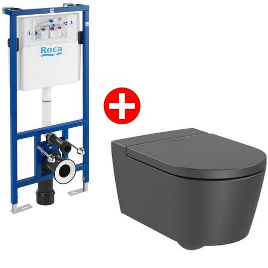 INSPIRA Set Vas WC suspendat cu rezervor incastrat si capac soft-close  Round Rimless 37x56 cm evacuare orizontala