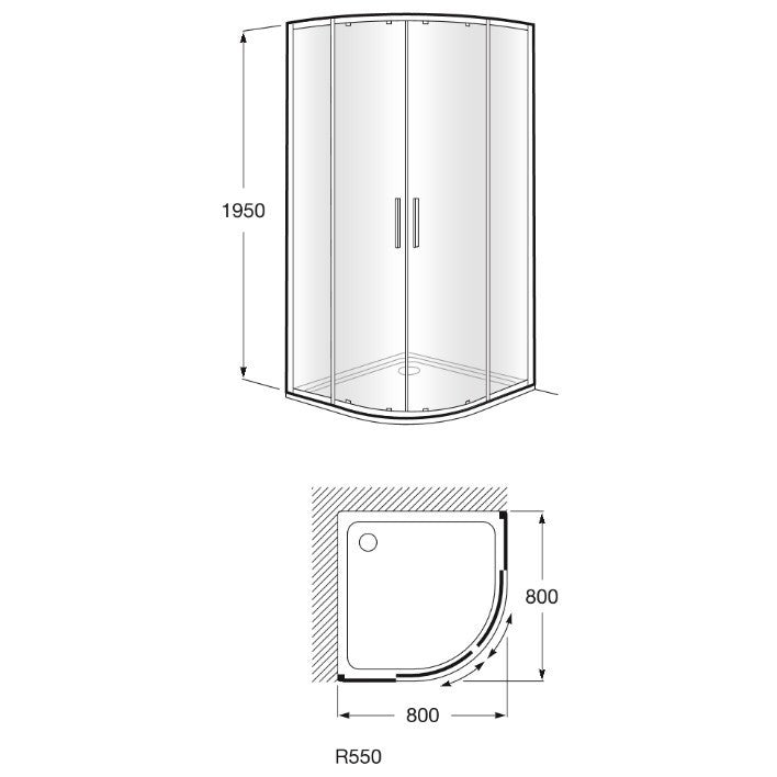 Victoria Cabina dus semirotunda cu usi glisante  80x80 cm
