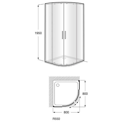 Victoria Cabina dus semirotunda cu usi glisante  80x80 cm