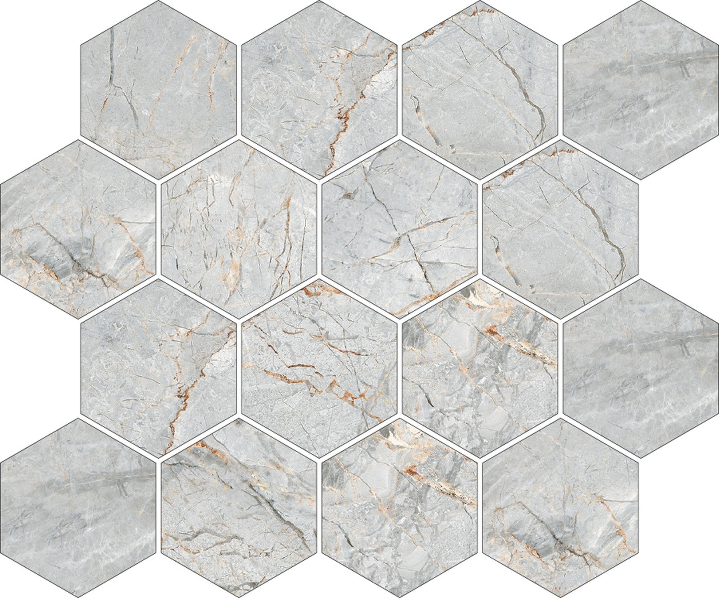 GOLDEN PURE ESAGONO OXFORD GREY  LUCIOS 34.4X28.7