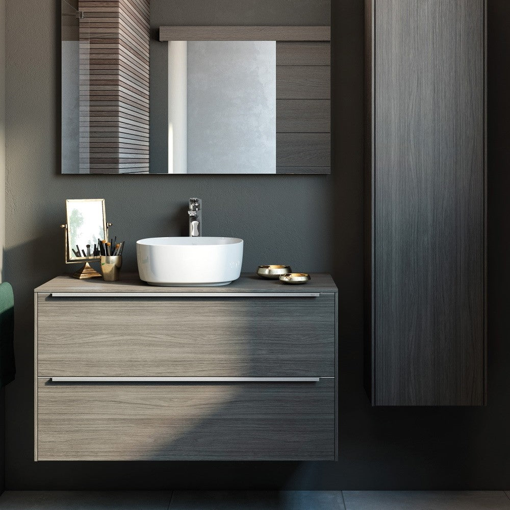 INSPIRA  Masca lavoar baie cu blat si doua sertare 80x50 cm, maro (city oak)