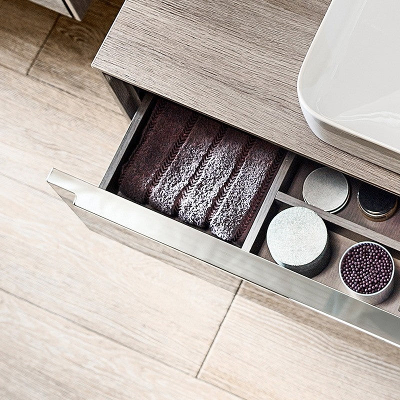 INSPIRA  Masca lavoar baie cu blat si doua sertare 80x50 cm, maro (city oak)