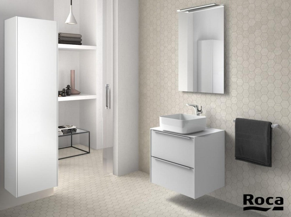 INSPIRA  Masca lavoar baie cu blat si doua sertare 80x50 cm, alb lucios