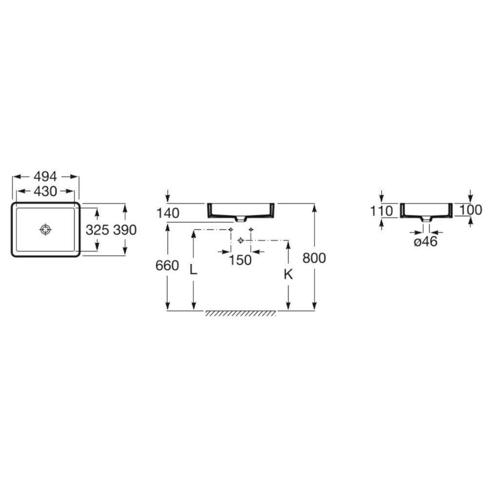 INSPIRA Lavoar baie sub blat  50x39 cm