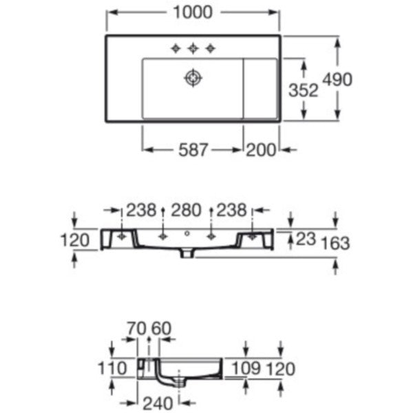 INSPIRA Lavoar baie suspendat  100x49 cm