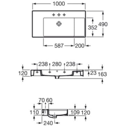 INSPIRA Lavoar baie suspendat  100x49 cm