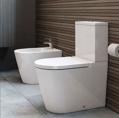 INSPIRA Vas WC pe pardoseala  Round Compact Rimless 37x60 cm evacuare orizontala sau verticala, alb