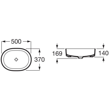 INSPIRA Lavoar baie pe blat, oval  Round 50x37 cm