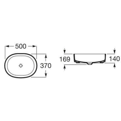 INSPIRA Lavoar baie pe blat, bej, oval  Round 50x37 cm