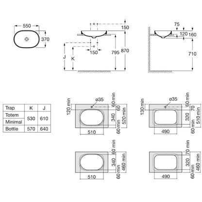 INSPIRA Lavoar baie incastrat, oval  Round 55x37 cm