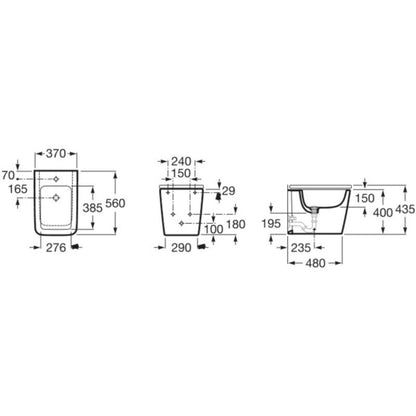 INSPIRA  Square Bideu pe pardoseala, lipit de perete, 37x56 cm, maro (coffee)
