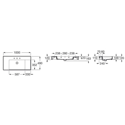 INSPIRA Lavoar baie suspendat, maro  Square 100x49 cm