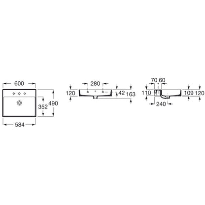 INSPIRA Lavoar baie suspendat, antracit  Square 60x49 cm